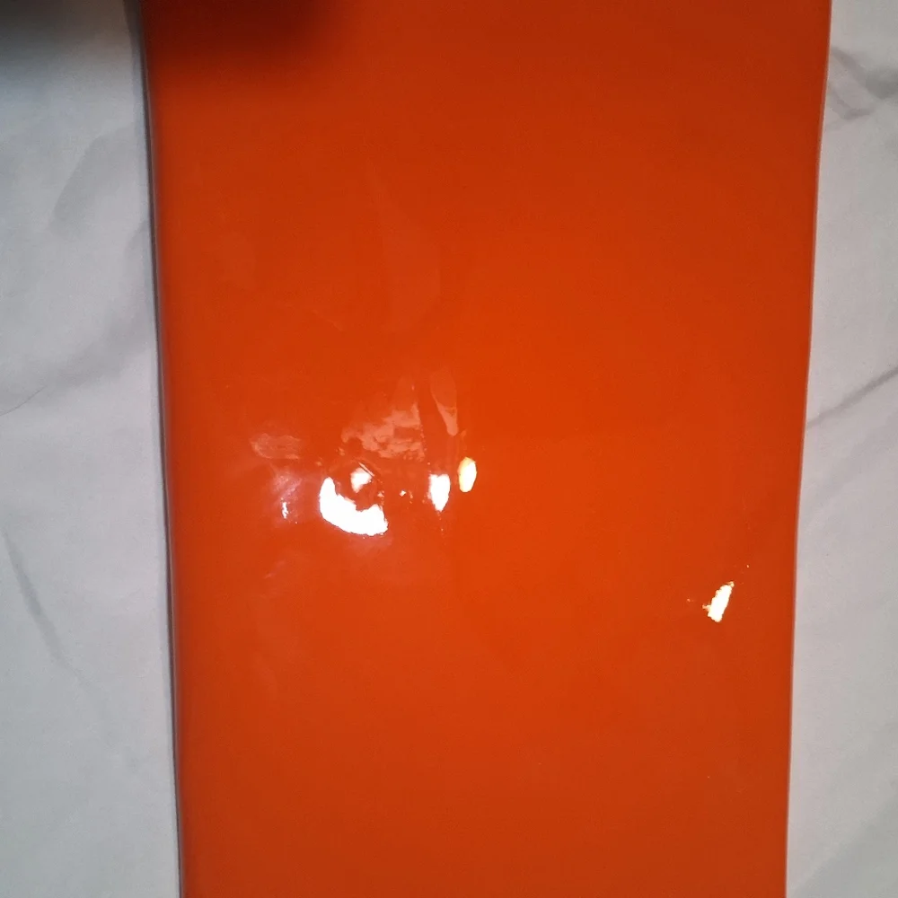 JNB Orange Faux Patent Leather Envelope Candy Clutch Bag High Gloss Modern